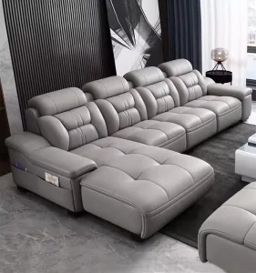 Modern Living Room Sofa Set Big Corner Sofa Combination Top Grain Leather Sofa Set