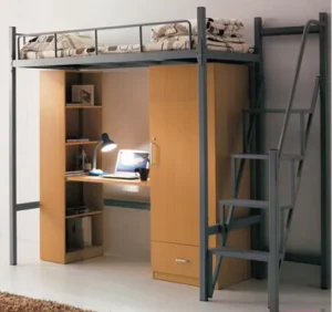 Modern Loft Bed with Desk for Boarding School Dormitory