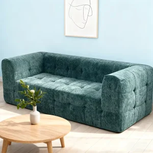 Modern Loveseat Sofa Boneless Couch in a Box with Tufted Design High Resiliency Memory Foam