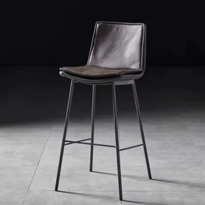 Modern Low Back Commercial Adjustable Height Stainless Steel Frame Leather Upholstered Bar Stool for Hotel Home Bar Living Room