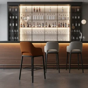 Modern Low key Elegant Bar Chairs Durable Fabric Iron Frames Stylish Comfortable Home Bar Hotel Use Eco Friendly Customized