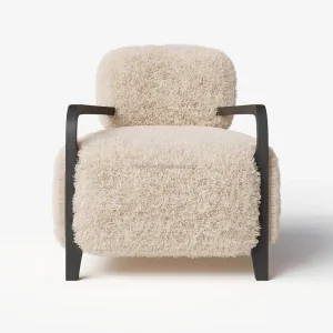 Modern Luxurious Long Haired Sheepskin Armchair Home Furniture Living Room Sofas and Chairs Set for Mall Hotel or Villa