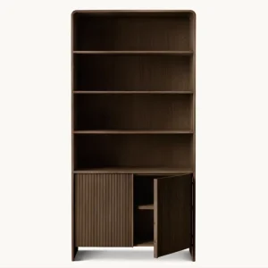 Modern Luxurious Solid Wood Bookcase Home Office Storage Cabinet with Customizable Size & Color