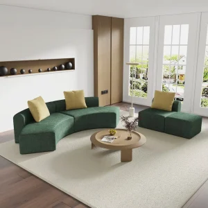 Modern Luxury 4 Seater Sectional Sofa Set Foldable Foam Vacuum Pack Fabric Upholstery for Living Room Hotel Hospital Use