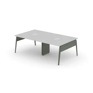 Modern Luxury 4 Seater Staff Workstation Zero Formaldehyde Eco Powder Coated MDF Built in Cable Holes Office Desk