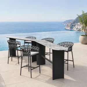 Modern Luxury Aluminum Bar Set with Waterproof Cushions Durable Eco Friendly Outdoor Furniture for Hotels Resorts