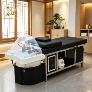 Modern Luxury Automatic Beauty Salon Spa Furniture Thai Massage Bed Shampoo Chair Head Spa Shampoo Bed with Bowl