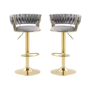 Modern Luxury Bar Chair Counter Furniture Metal Velvet Swivel Leather High Gold Restaurant Use Gold Bar Stool