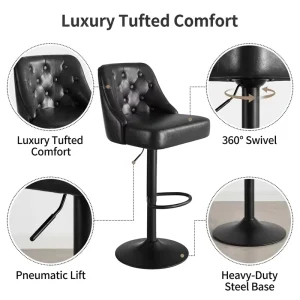Modern Luxury Bar Chair High Back Bar Stools for Kitchen Island Counter Swivel Adjustable High Chair for Restaurant