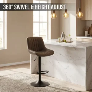 Modern Luxury Bar Chair High Back Bar Stools for Kitchen Island Counter Swivel Adjustable High Chair for Restaurant