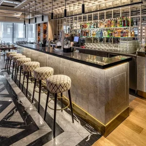 Modern Luxury Bar Setup Complete System with Stools and Wine Rack