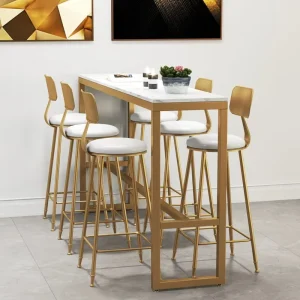 Modern Luxury Bar Table and High Stool Set for Coffee Shop High Bar Chair Kitchen Restaurant Marble Bar Counter Table