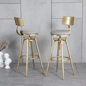 Modern Luxury Bar Table with Double High Reclining Stool Light Revolving Metal Frame for Home Hotels Malls or Kitchen Use