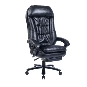 Modern Luxury Black High Back Reclining Executive Boss Office Chair with Steel Frame 500lbs Capacity 2 Year Warranty