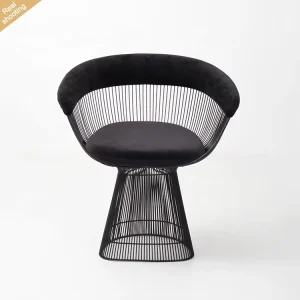 Modern Luxury Black Painting Stainless Steel Sofa Armchair Lounge Chair Living Room Accent Chair for Home