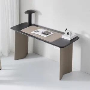 Modern Luxury Black Wood Writing Desk Leather Top Executive Study Computer Table Office Furniture
