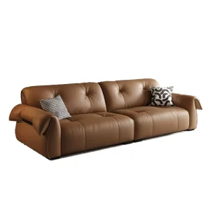 Modern Luxury Chesterfield Couch Set for Living Room Minimalist Style Genuine Leather Sofa for Home Villa Hotel Office