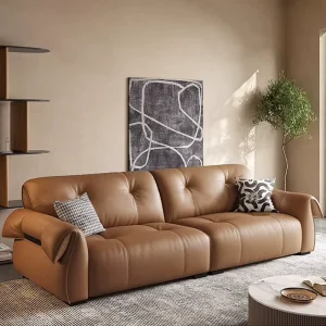 Modern Luxury Chesterfield Sofa Set Genuine Leather Villa Hotel Living Room Furniture Stylish Couches