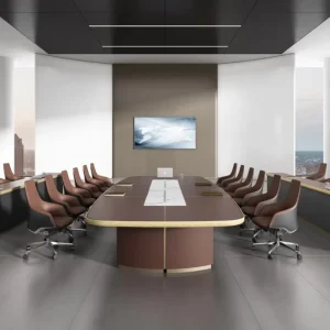 Modern Luxury Commercial Office Conference Table with Leather Pad Big Size 20 Person Meeting Table for Government