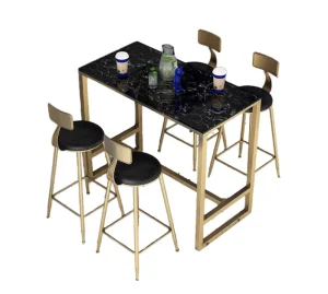 Modern Luxury Commercial Restaurant Dining Furniture Metal and Iron Bar Stools and Table Sets for Cafes and Restaurants