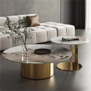Modern Luxury Contemporary Stainless Steel Gold Black Coffee Table for Hotel Living Room