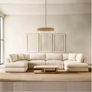 Modern Luxury Convertible Sponge Bed Sectional Sofa Set Square Fabric Two-Seater Living Room Furniture Massage for Mall