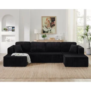 Modern Luxury Corduroy Fabric L Shaped Compressed Sofa Bed Set Adjustable Apartment Hotel Use Boneless Sofa Durable Design