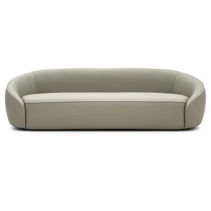 Modern Luxury Curved Sofa Wraparound Leather Couch with Piping Detail for Villa Hotel Living Room Project