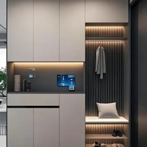Modern Luxury Custom Wooden Entrance Cabinet Furniture for Living Room Entry Shoes and Clothing Storage