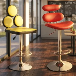 Modern Luxury Design Height Adjustable 360 Degree Swivel Yellow Hotel Bar Stool for Bar Restaurant Home Kitchen