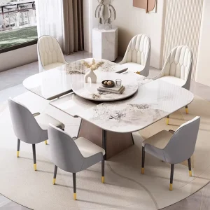 Modern Luxury Design Marble Top Dining Table 4 6 Chairs Set Dining Room Furniture Folding Table and Chairs for Dining Room