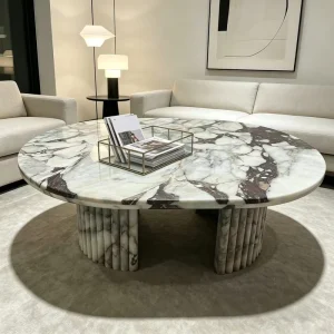 Modern Luxury Designer Marble Plinths Small Coffee Table Calacatta Viola Base Center Tables Set Furniture Bedroom Living Room