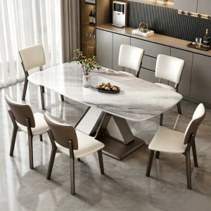 Modern Luxury Dining Table Easy Clean Stainless Steel Gold Frame Sintered Stone Top 8 Seater Hotel Villa Use