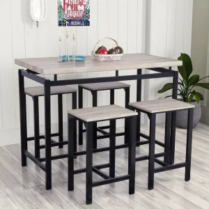 Modern Luxury Dining Table Set Convertible Kitchen and Home Bar Furniture Small Size with Classic Chair Home Use