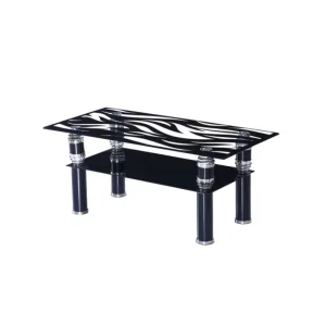 Modern Luxury Double Glass Coffee Table TV Stand Extendable Feature Home Furniture for Living Room