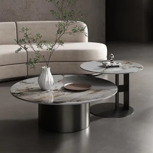 Modern Luxury Durable Sintered Stone Coffee Table Set Marble Oval Coffee Table Easy to Clean for Living Room