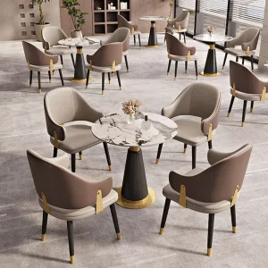 Modern Luxury Durable Stainless Steel Restaurant Dining Table and Chair Set for Hotel Cafe Commercial Use