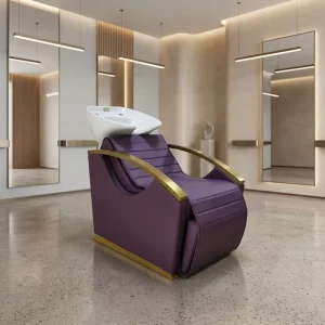 Modern Luxury Electric Shampoo Chair Synthetic Leather Hair Wash Station with Bowl for Barber Shop & Beauty Salon