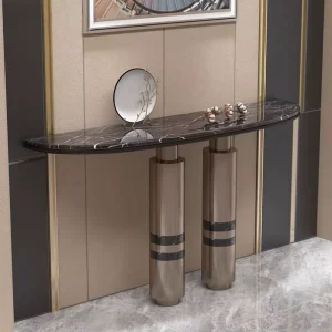 Modern Luxury Entry Living Room Hallway Gold Stainless Steel Frame Marble Top Extendable Console Tables for Hotel Home Villa