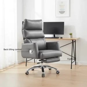 Modern Luxury Ergonomic Chair with Footrest Boss Style Made of Synthetic Leather