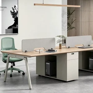 Modern Luxury Ergonomic Computer Desk Wooden Material Durable Modular Storage Staff Table Workstation Office Building