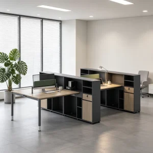 Modern Luxury Ergonomic Durable MDF Revolving Office Desk Set with Storage and Pneumatic Lift for Home/Office Use Easy Assembly