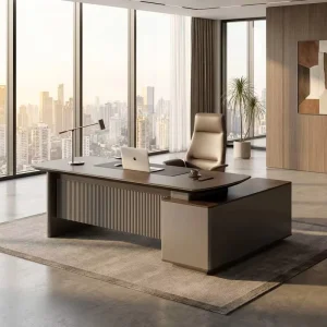 Modern Luxury Ergonomic Executive Desk PVC Top File Drawers Oak Modular Eco Friendly Convertible CEO Desk for Home Office Use