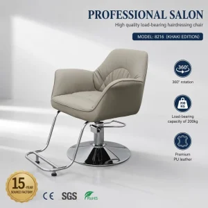Modern Luxury Ergonomic Height Adjustable Barber Salon Chair for Workshop and Barber Shop Use Model 8216