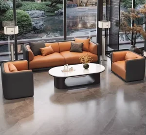 Modern Luxury European Design Leather Sofa Set for Hotel Lobby Movable Durable Square Shape