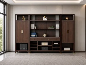 Modern Luxury Executive Office Bookcase Solid Wood Storage Cabinet CEO Manager Office Furniture Bookshelf Display Unit