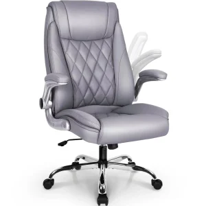 Modern Luxury Executive Office Chair Leather Boss Desk Chair Adjustable Headrest Massage Feature Ergonomic Home Use Chair Wheels