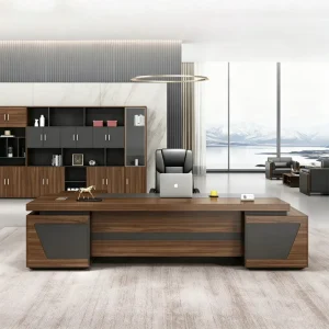 Modern Luxury Executive Office Desk L Shape CEO Boss Table Wooden Office Furniture with Storage Cabinet
