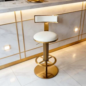 Modern Luxury Fabric Leather Gold Base Counter Height Stool Bar Chair Barstool for Home Villa Hotel Office Salon Restaurant Club