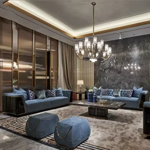 Modern Luxury Faux Leather Sectional Sofa Set Stainless Steel Legs